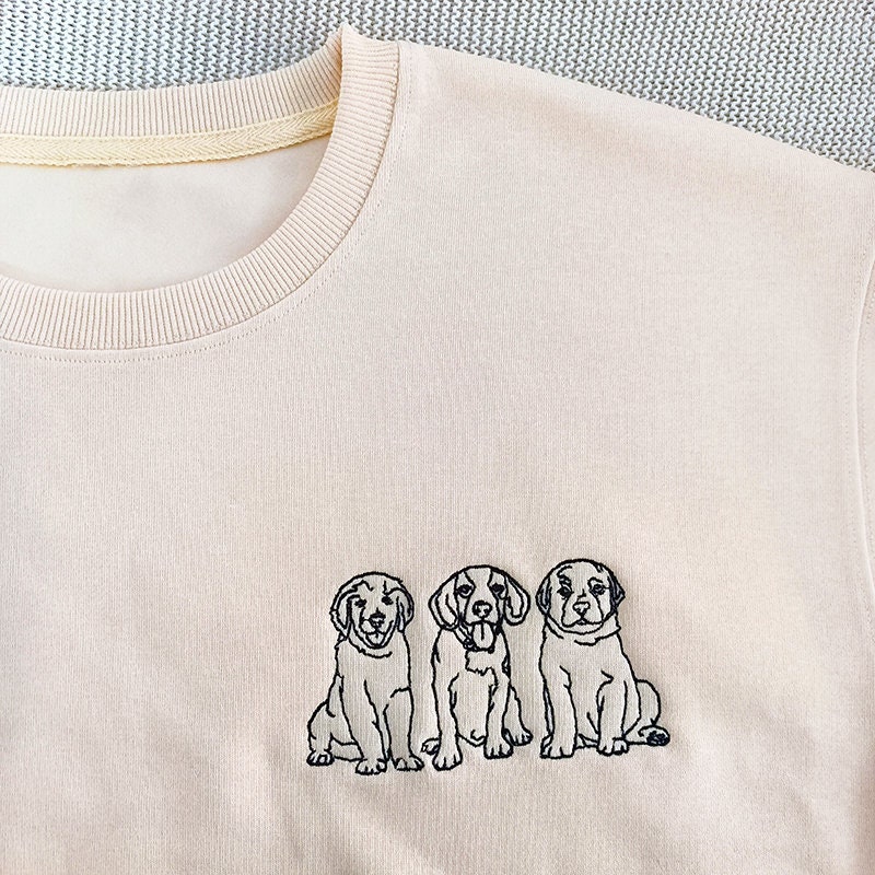 Custom Embroidered Pet Sweatshirt Personalized Dog/Cat Photo Crewneck or Hoodie Unique Birthday Gift image 2