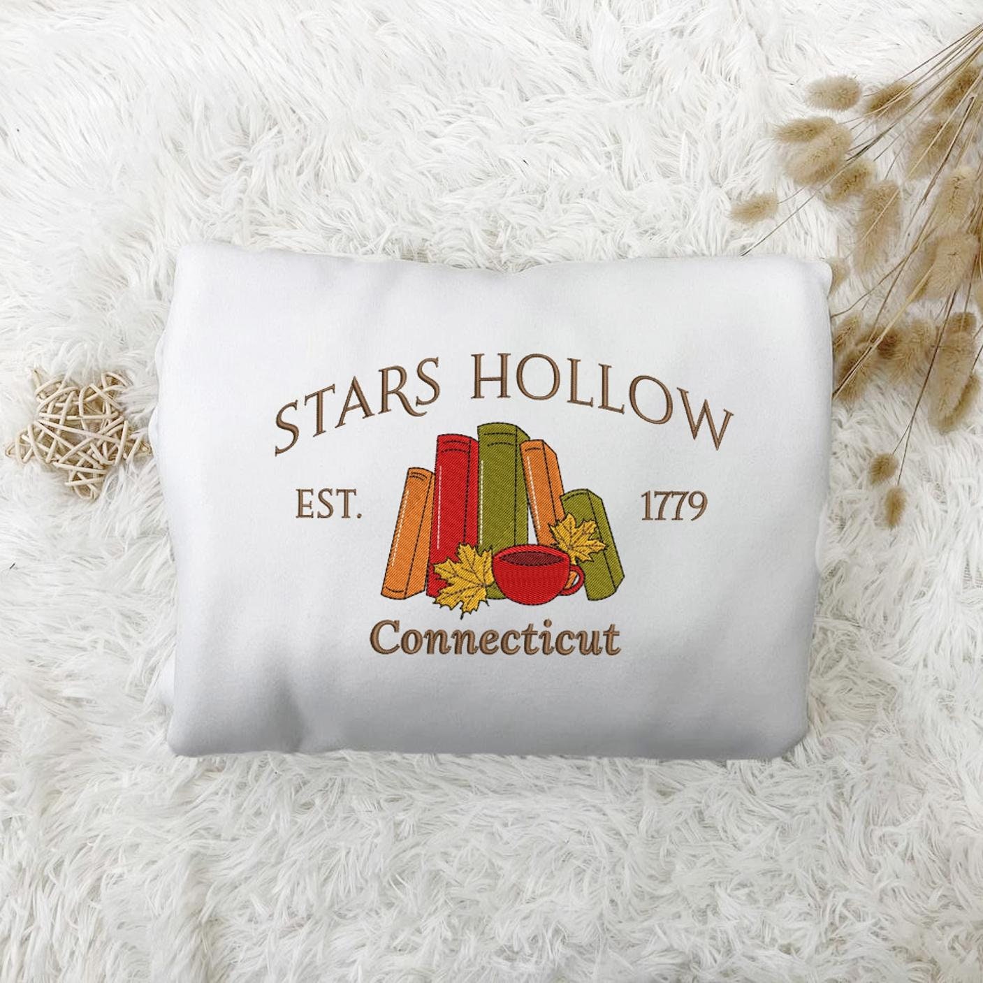 Stars Hollow Connecticut Embroidered Sweatshirt Cozy Fall Book Lover Gift for Her image 1