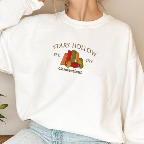 Stars Hollow Connecticut Embroidered Sweatshirt Cozy Fall Book Lover Gift for Her image 0