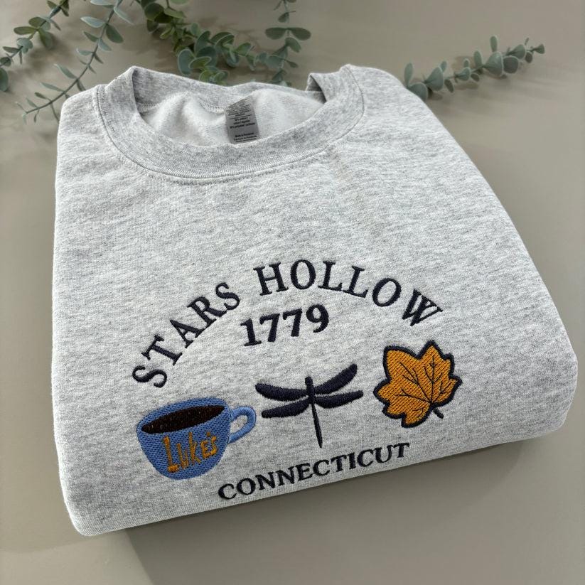 Stars Hollow Connecticut Embroidered Sweatshirt Fall Book Custom Embroidery Shirt Couple Gift image 1