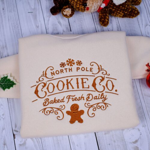 North Pole Cookie Co Embroidered Christmas Sweatshirt Holiday Gift for Her image 0