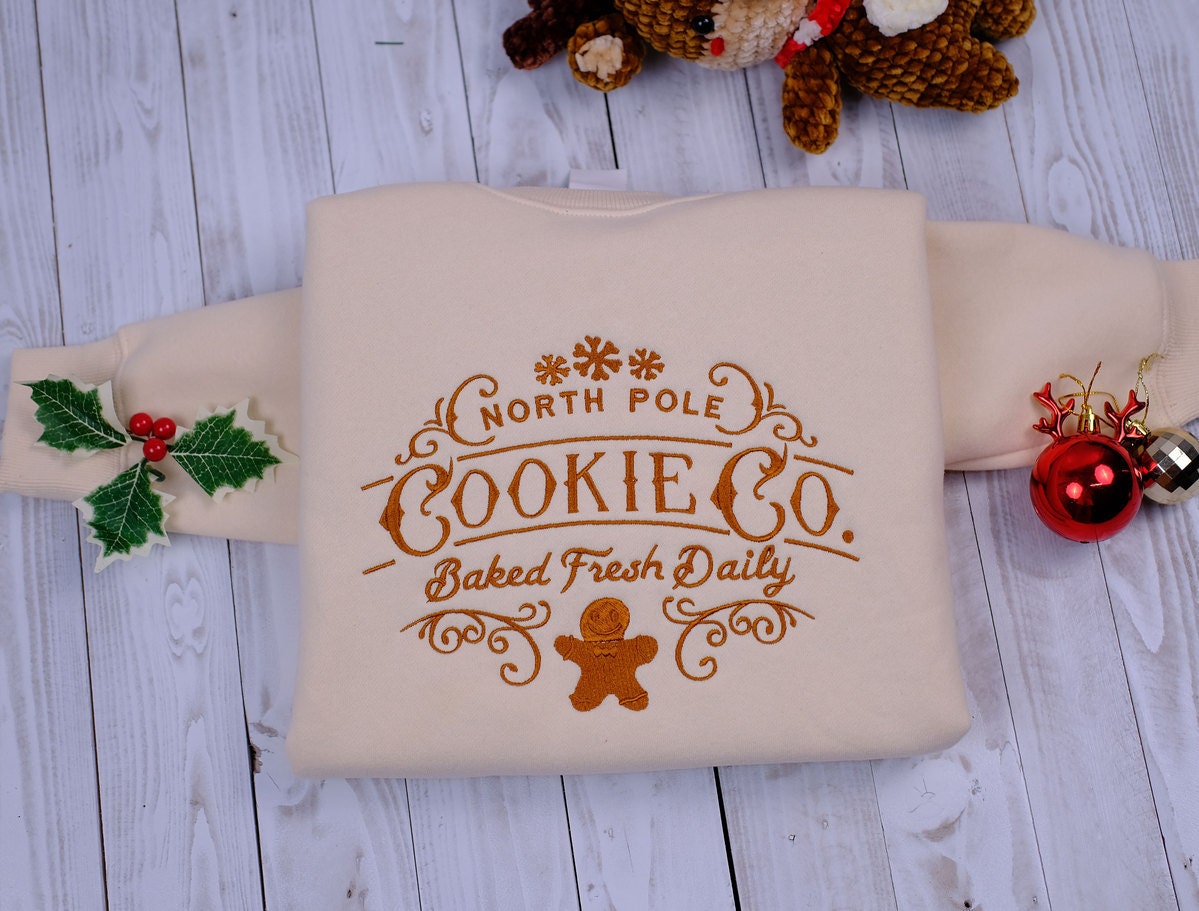 North Pole Cookie Co Embroidered Christmas Sweatshirt Holiday Gift for Her image 5