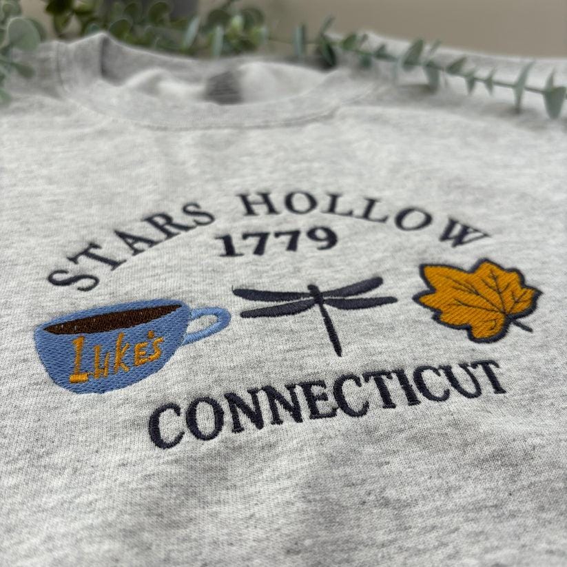 Stars Hollow Connecticut Embroidered Sweatshirt Fall Book Custom Embroidery Shirt Couple Gift image 2