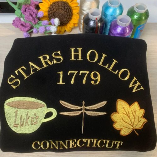 Stars Hollow 1779 Connecticut Embroidery Sweatshirt Cozy Autumn Hoodie Retro Fall Apparel image 0