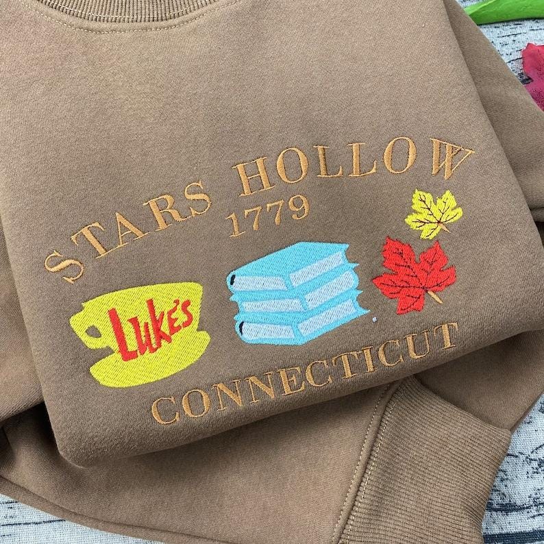 Stars Hollow Connecticut Embroidered Vintage Crewneck Sweatshirt Retro Gilmore Girls Themed Apparel image 1