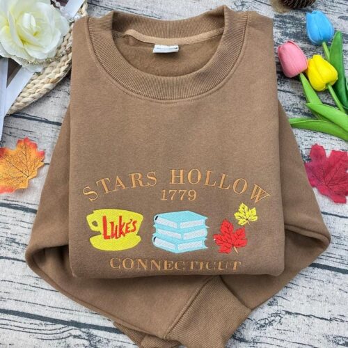 Stars Hollow Connecticut Embroidered Vintage Crewneck Sweatshirt Retro Gilmore Girls Themed Apparel image 0