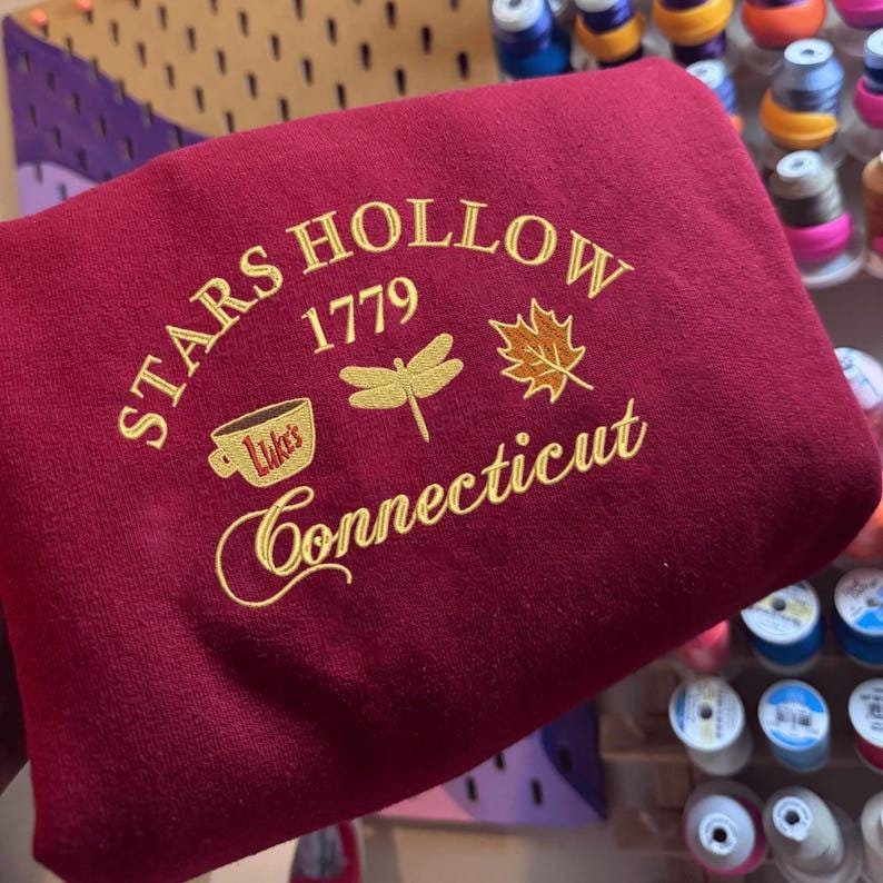 Embroidered Stars Hollow 1779 Sweatshirt Connecticut Fall Autumn Halloween Shirt Spooky Season Hoodie image 3
