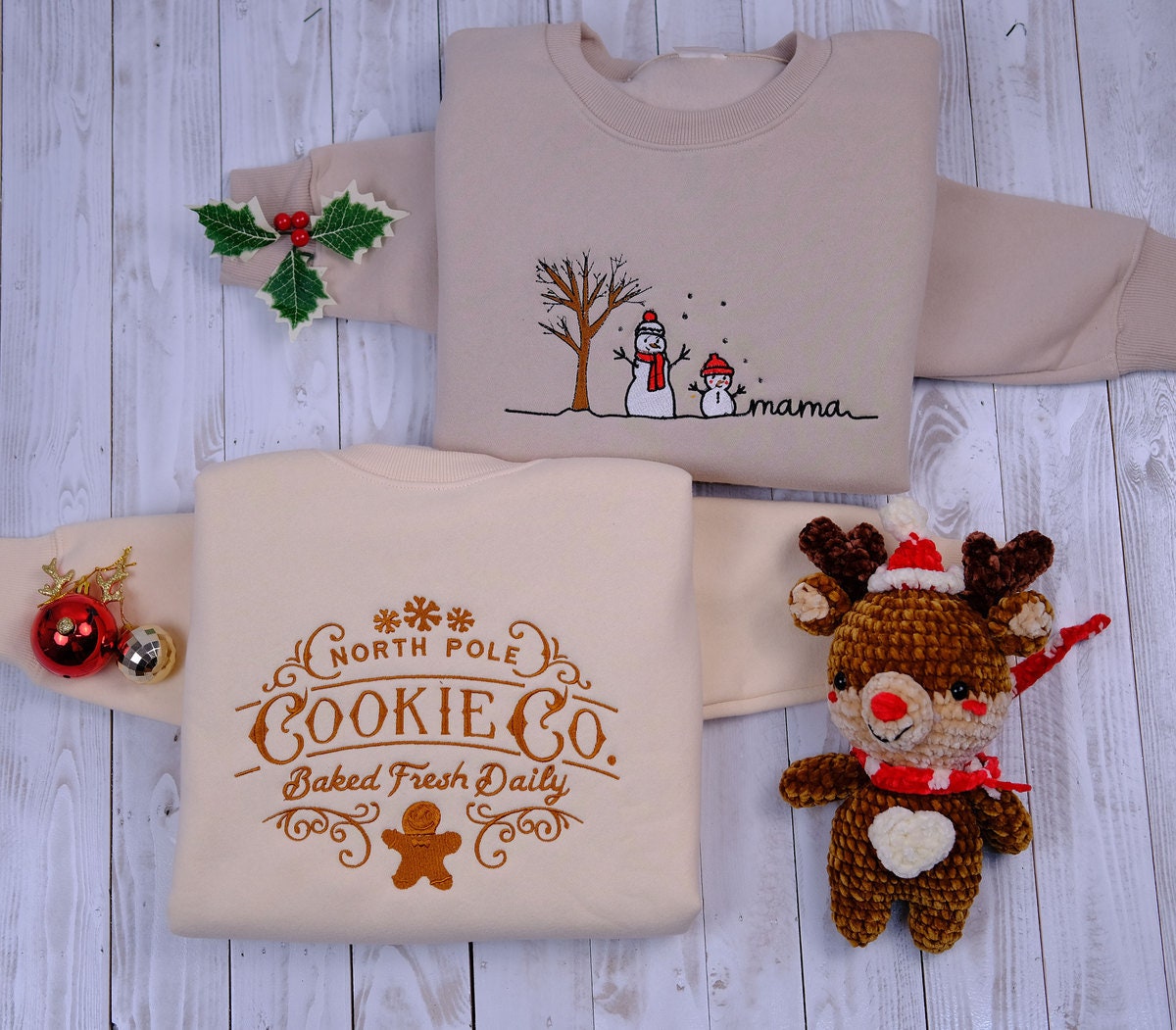 North Pole Cookie Co Embroidered Christmas Sweatshirt Holiday Gift for Her image 2