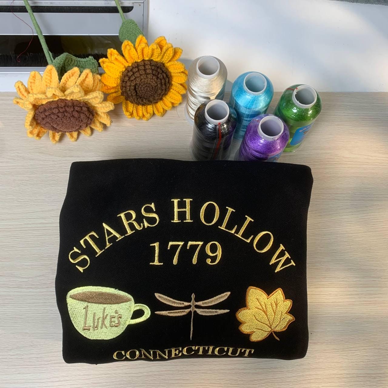 Stars Hollow 1779 Connecticut Embroidery Sweatshirt Cozy Autumn Hoodie Retro Fall Apparel image 6