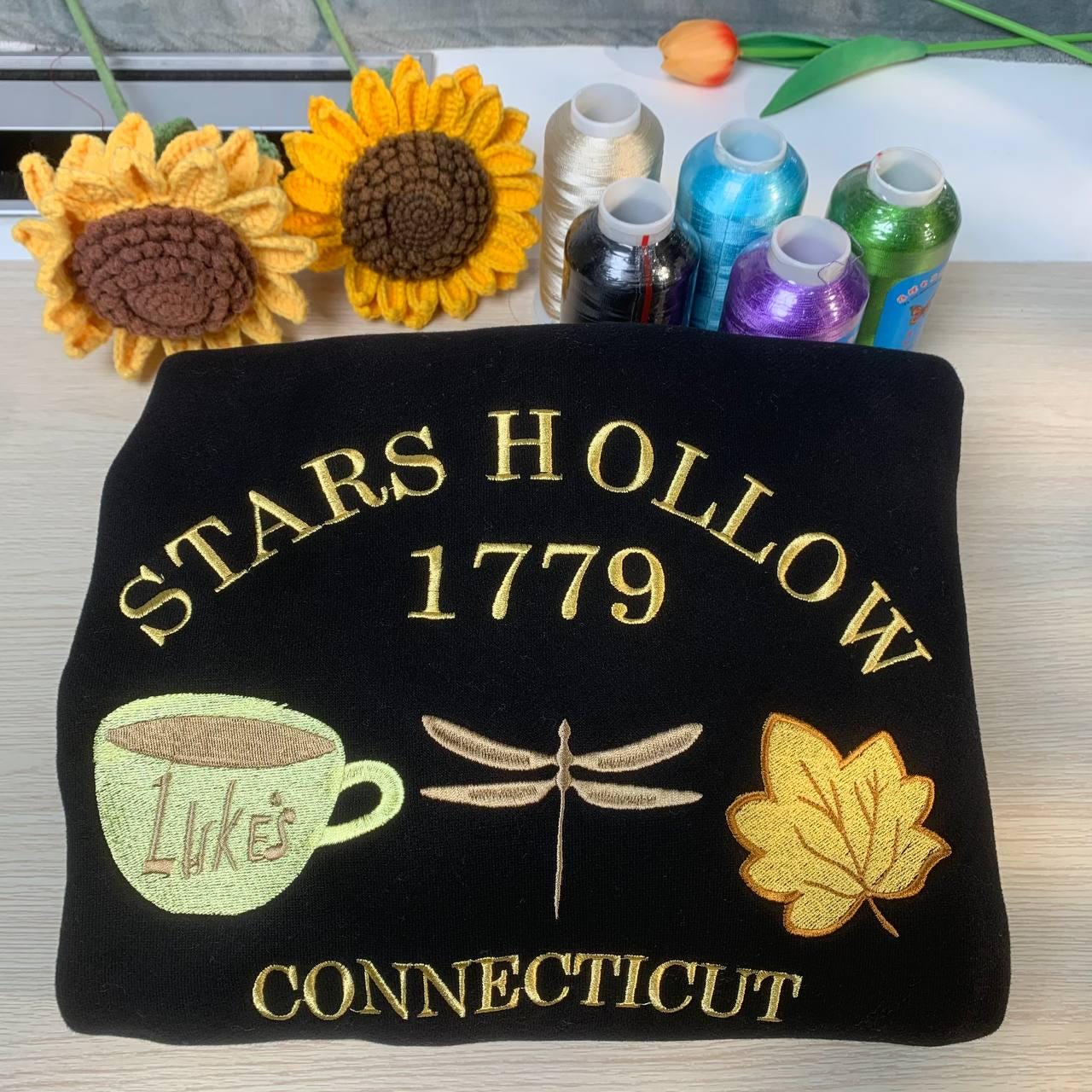 Stars Hollow 1779 Connecticut Embroidery Sweatshirt Cozy Autumn Hoodie Retro Fall Apparel image 7