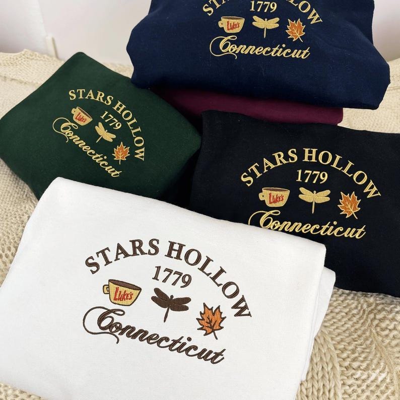 Embroidered Stars Hollow 1779 Sweatshirt Connecticut Fall Autumn Halloween Shirt Spooky Season Hoodie image 1
