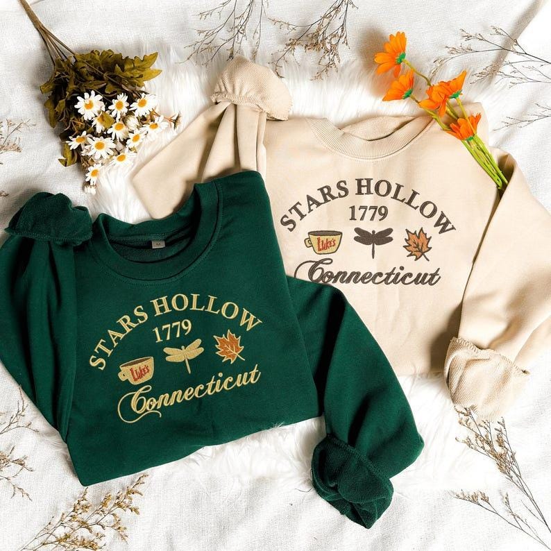 Embroidered Stars Hollow 1779 Sweatshirt Connecticut Fall Autumn Halloween Shirt Spooky Season Hoodie image 2