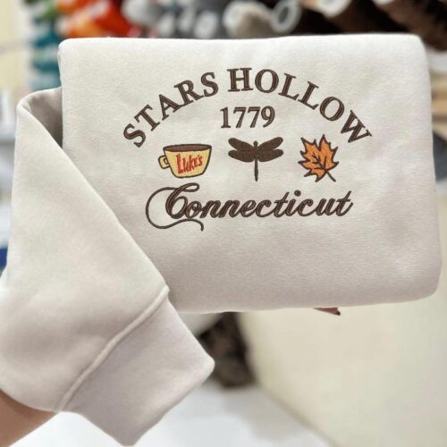 Embroidered Stars Hollow 1779 Sweatshirt Connecticut Fall Autumn Halloween Shirt Spooky Season Hoodie image 0